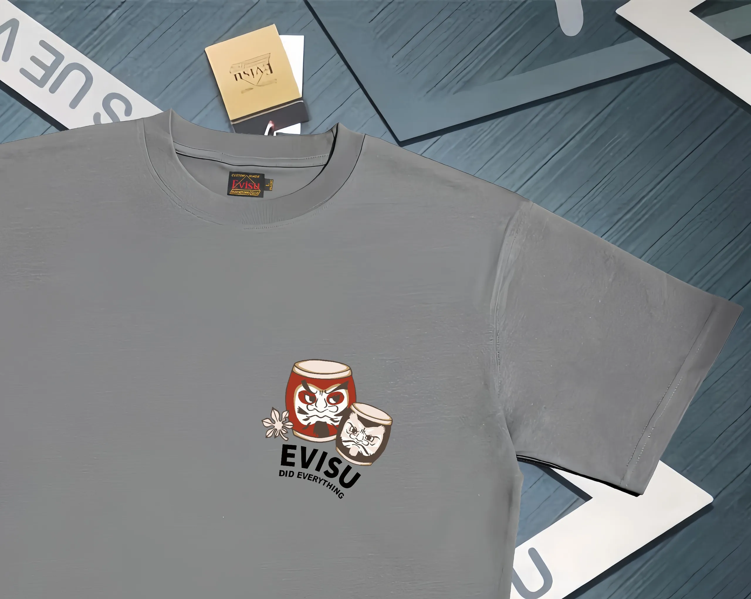 Evisu 2025New Arrival T ⚠ Quality⚠ Same Style T 。 ，Black S-XXL，White S-XXL，Gray M-XXL，Red S-XXL， Red M-XXL